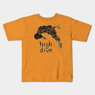 cliff diver, high diver, springboard diving, high dive Kids T-Shirt